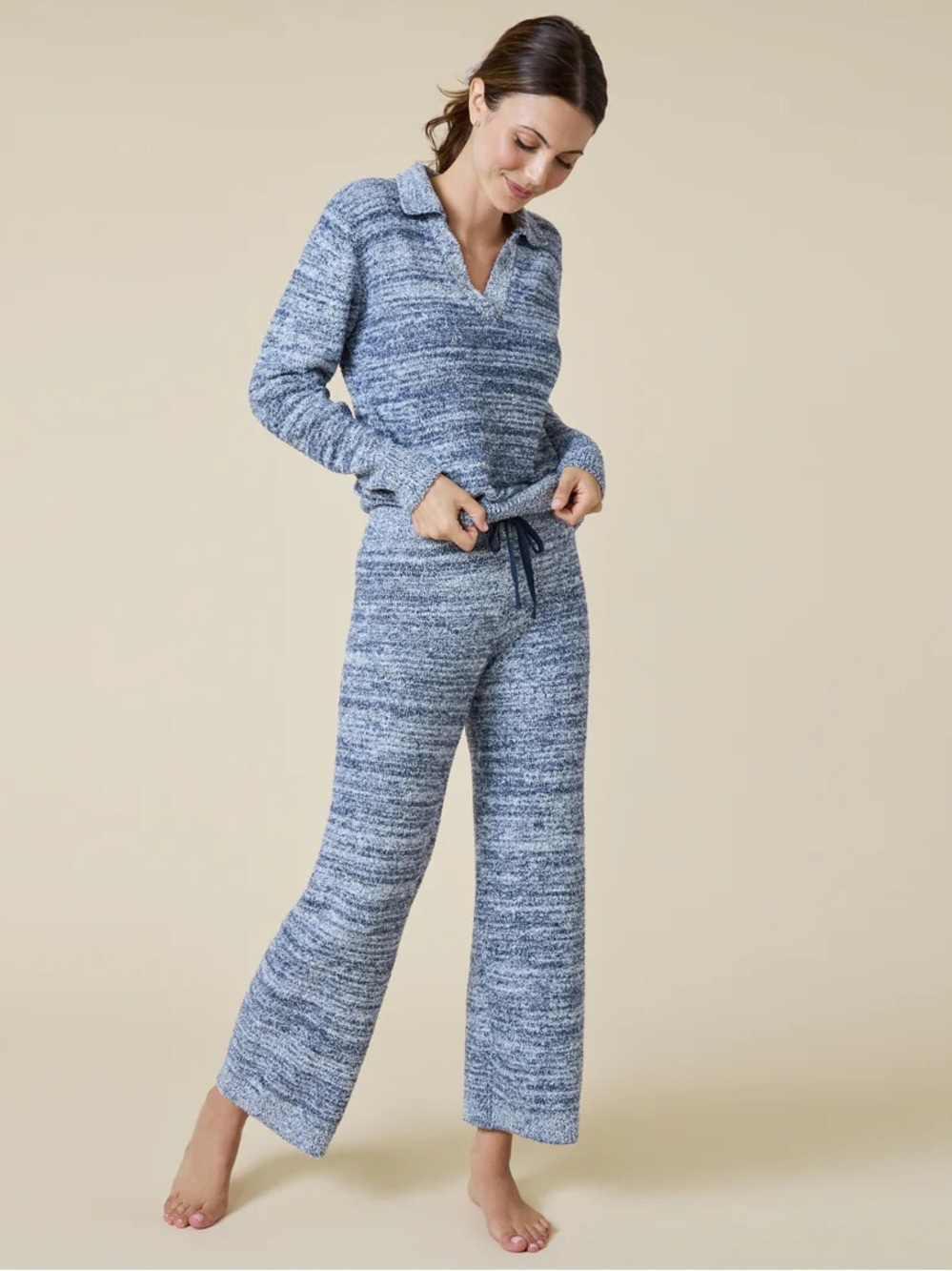 NWT Softies $139 Heather Marshmallow Johnny Collar Lounge Set Size S